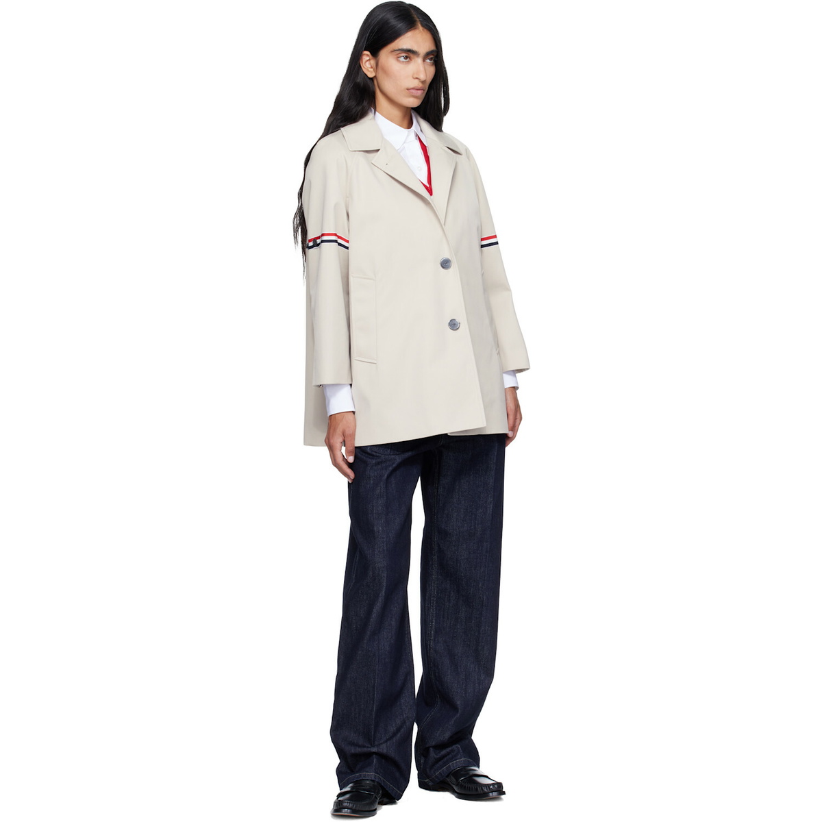 Thom Browne Khaki Armband Cropped Car Coat