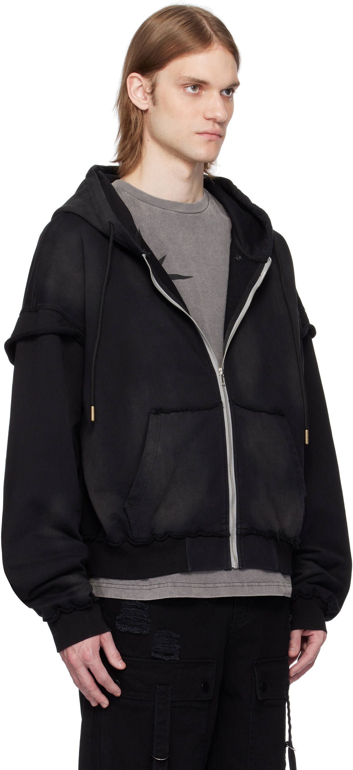 KUSIKOHC Black Distressed Hoodie