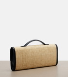 Bottega Veneta Andiamo leather-trimmed raffia clutch