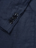 Barena - Siroco Double-Breasted Silk-Trimmed Linen and Cotton-Blend Blazer - Blue