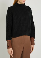 Skiim Hero Leather-trimmed Cashmere Jumper Black