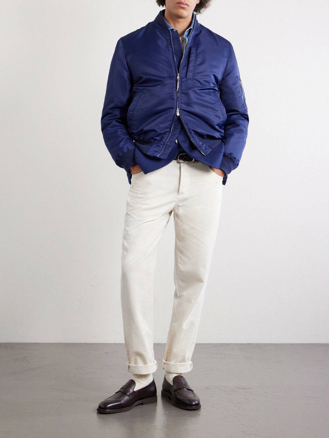Brunello Cucinelli - Padded Shell Bomber Jacket - Blue