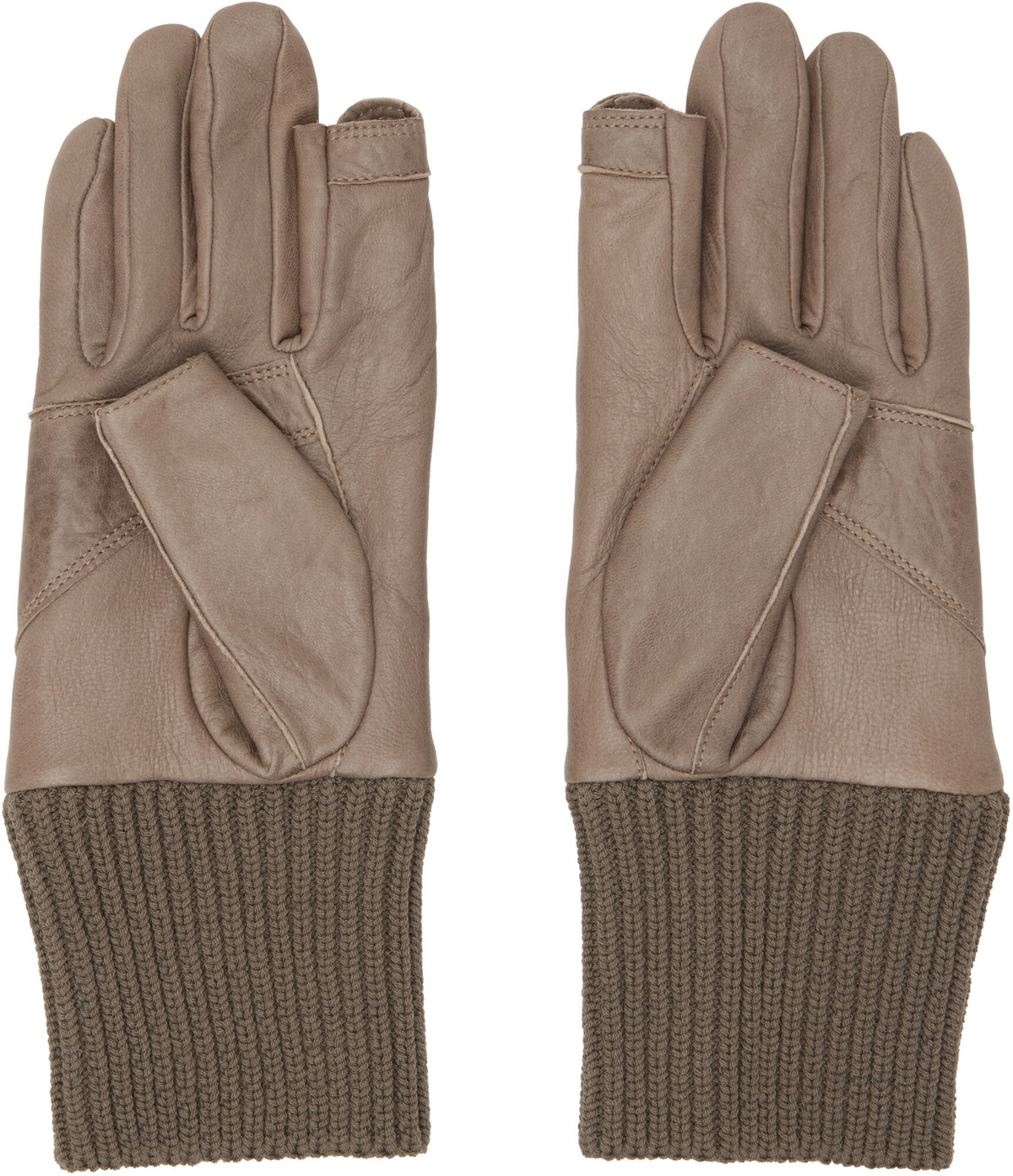 Rick Owens Taupe Tower Rib Cuff Gloves
