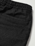 FRAME - Travel Tapered Wool-Blend Flannel Drawstring Trousers - Black