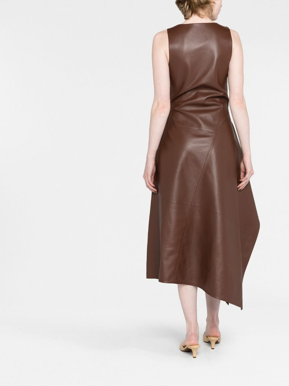 Bottega Veneta Brown Leather Midi Skirt main image 0