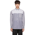 Comme des Garcons Shirt Navy and White Striped Poplin Yarn-Dyed Shirt