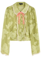 Sister Jane Emile Floral-jacquard Chiffon Shirt Light Green