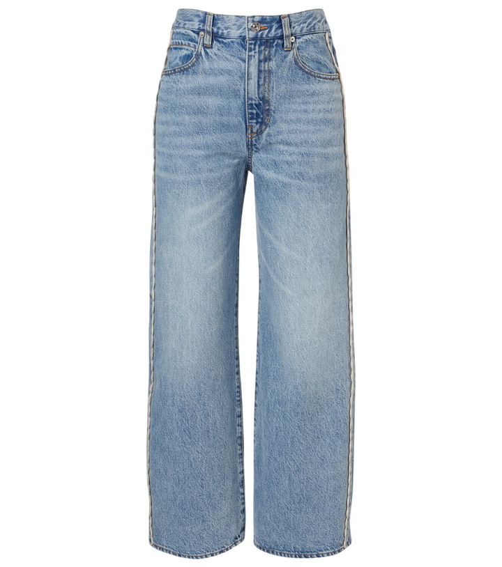 Photo: Frame Crochet Bow cropped wide-leg jeans