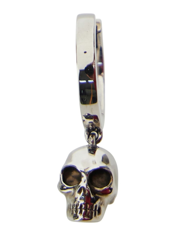 Photo: Alexander McQueen Silver-colored Hoop Earrings With Skull-shaped Pendant In Brass Man