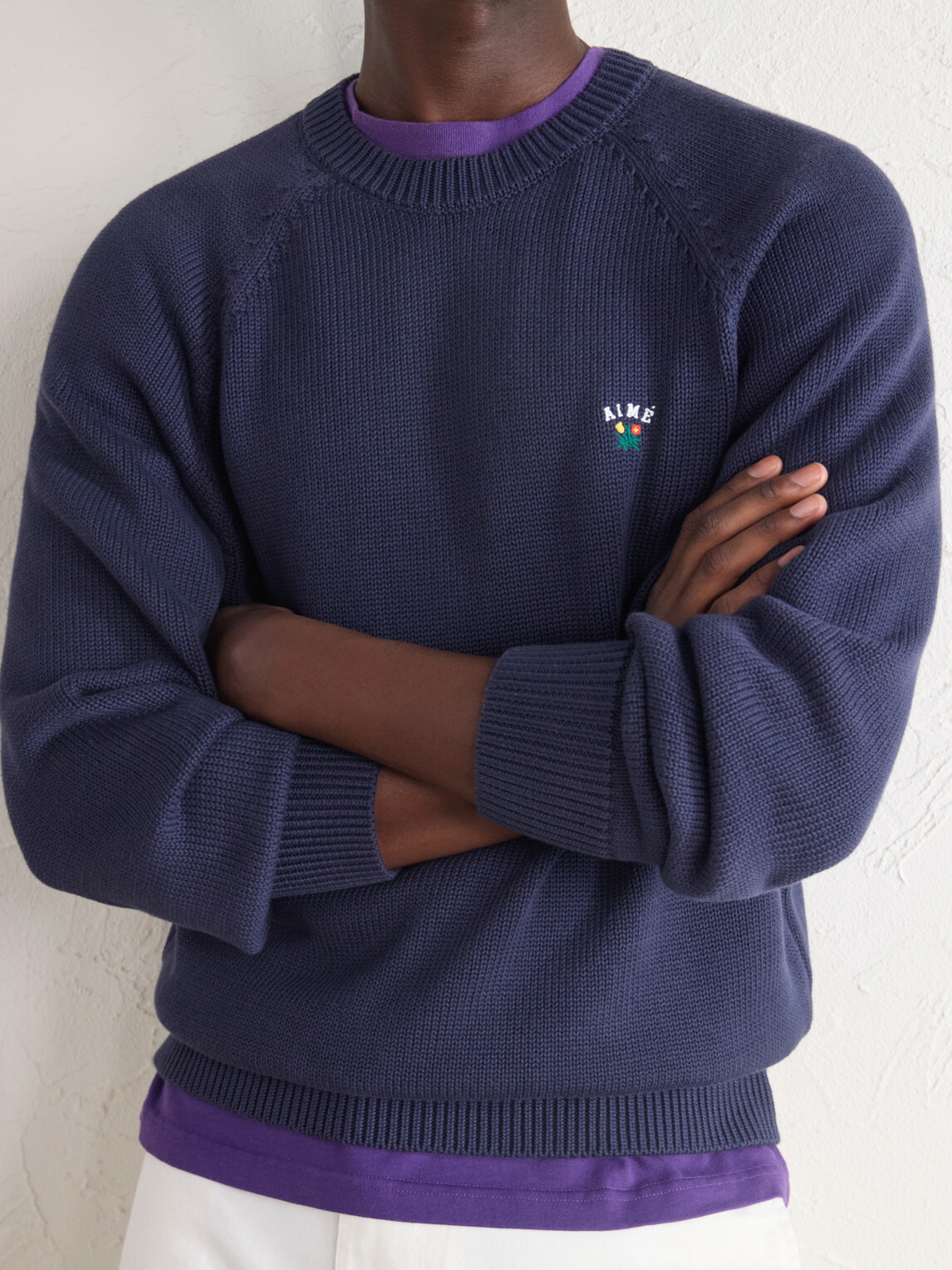Aimé Leon Dore - Logo-Embroidered Cotton Sweater - Blue