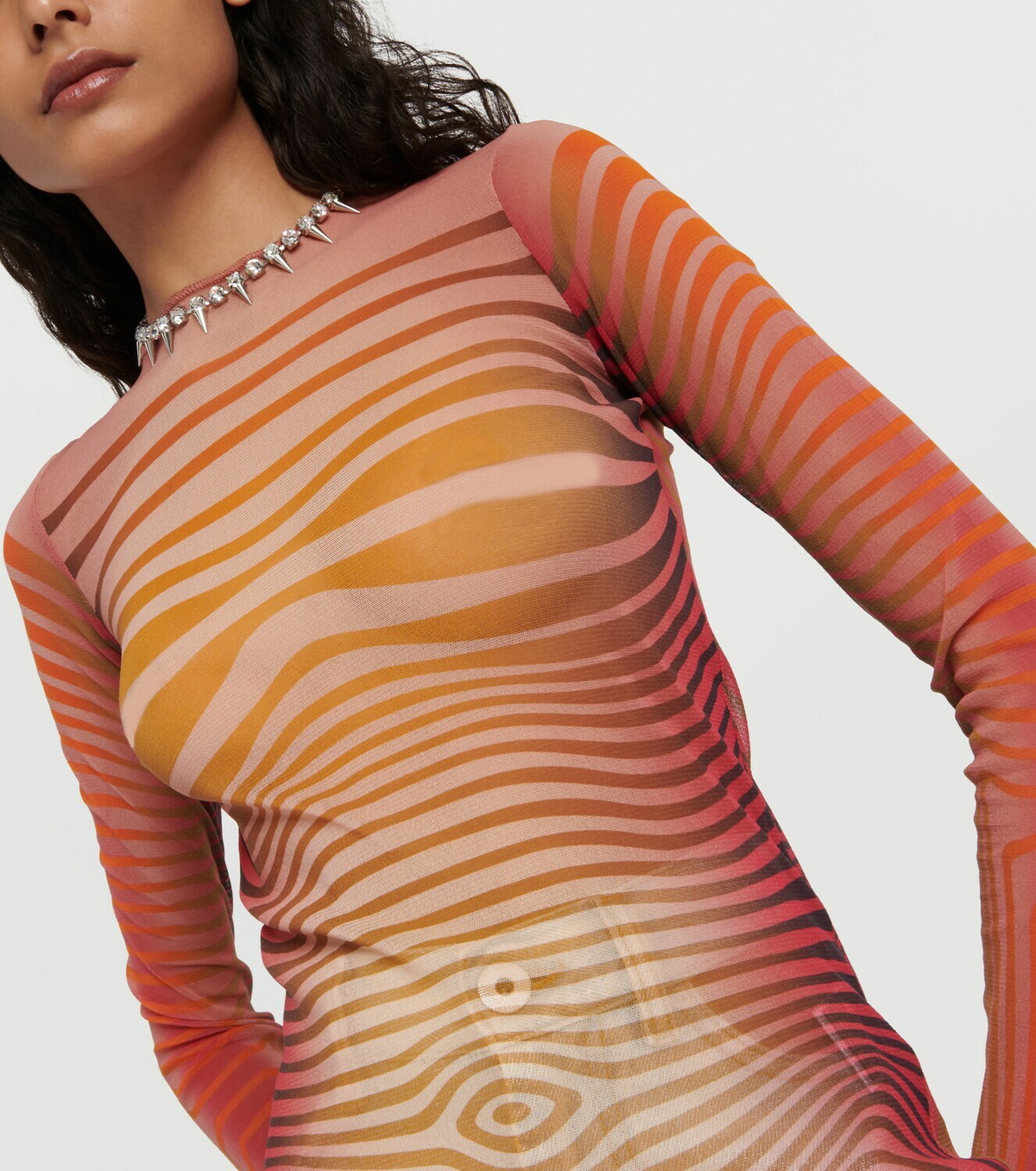 Jean Paul Gaultier Morphing Stripes mesh top