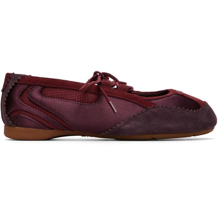 Photo: Diesel Burgundy D-Mile Lace-Up Ballerina Flats