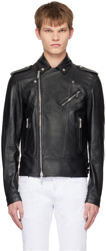 Photo: Dsquared2 Black Kiodo Leather Jacket