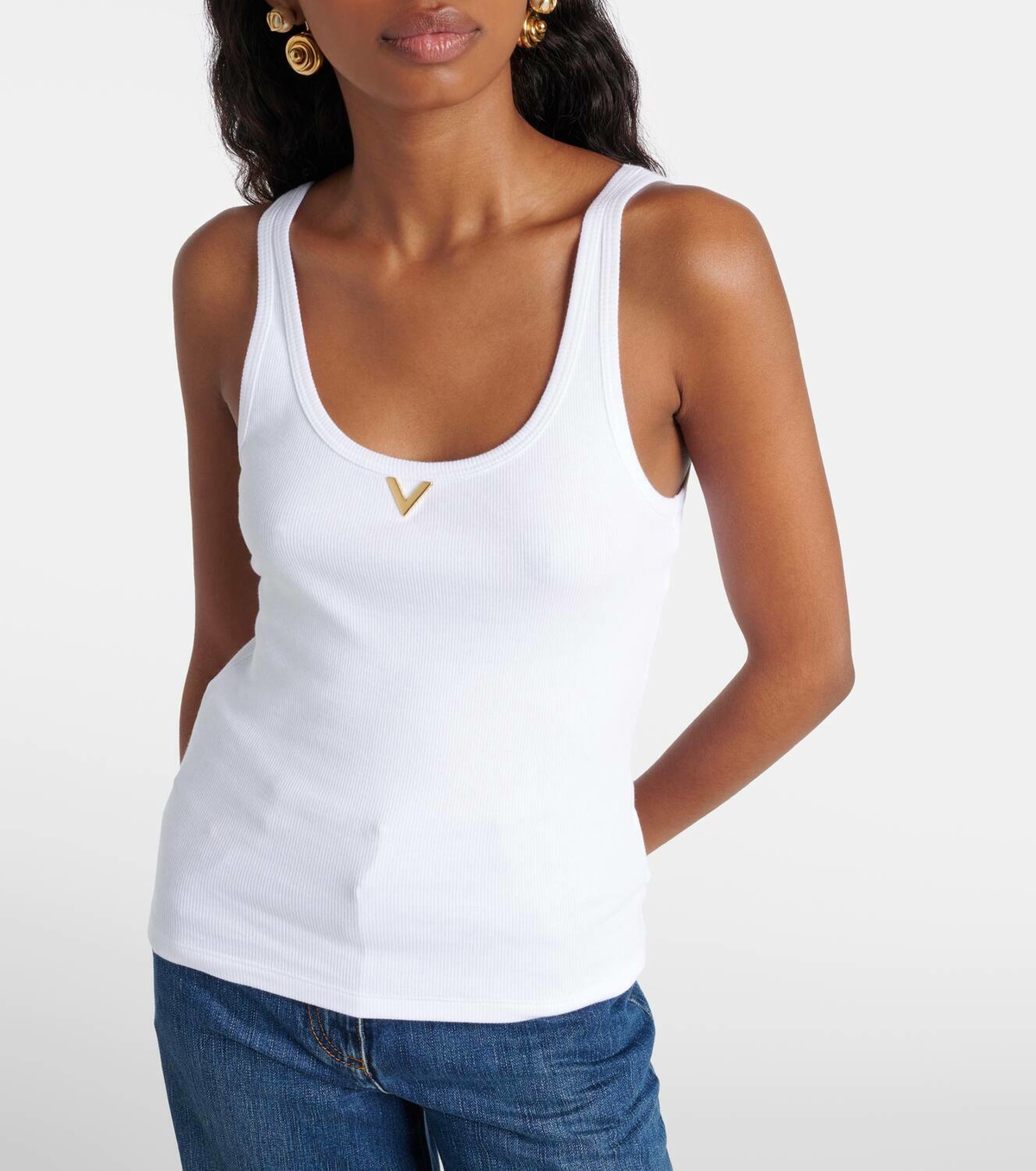 Valentino VGold ribbed-knit jersey tank top Valentino