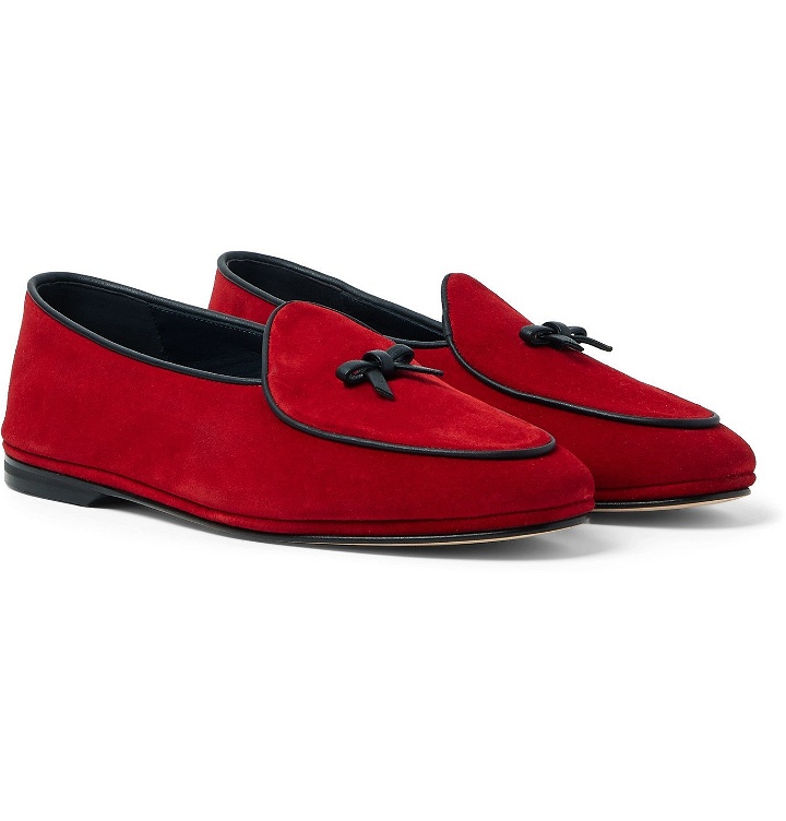 Photo: Rubinacci - Marphy Leather-Trimmed Suede Tasselled Loafers - Red