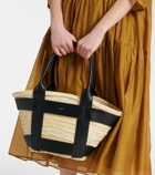 DeMellier Santorini leather-trimmed straw tote bag