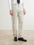 Dunhill - Tapered Cotton-Blend Twill Trousers - Neutrals