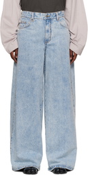 We11done Blue Oversized Low-Rise Jeans
