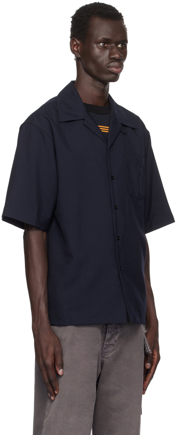 か*ん様 MARNI ripstop tropical wool shirts Deep blue tropical wool shirt with contrast back | Marni