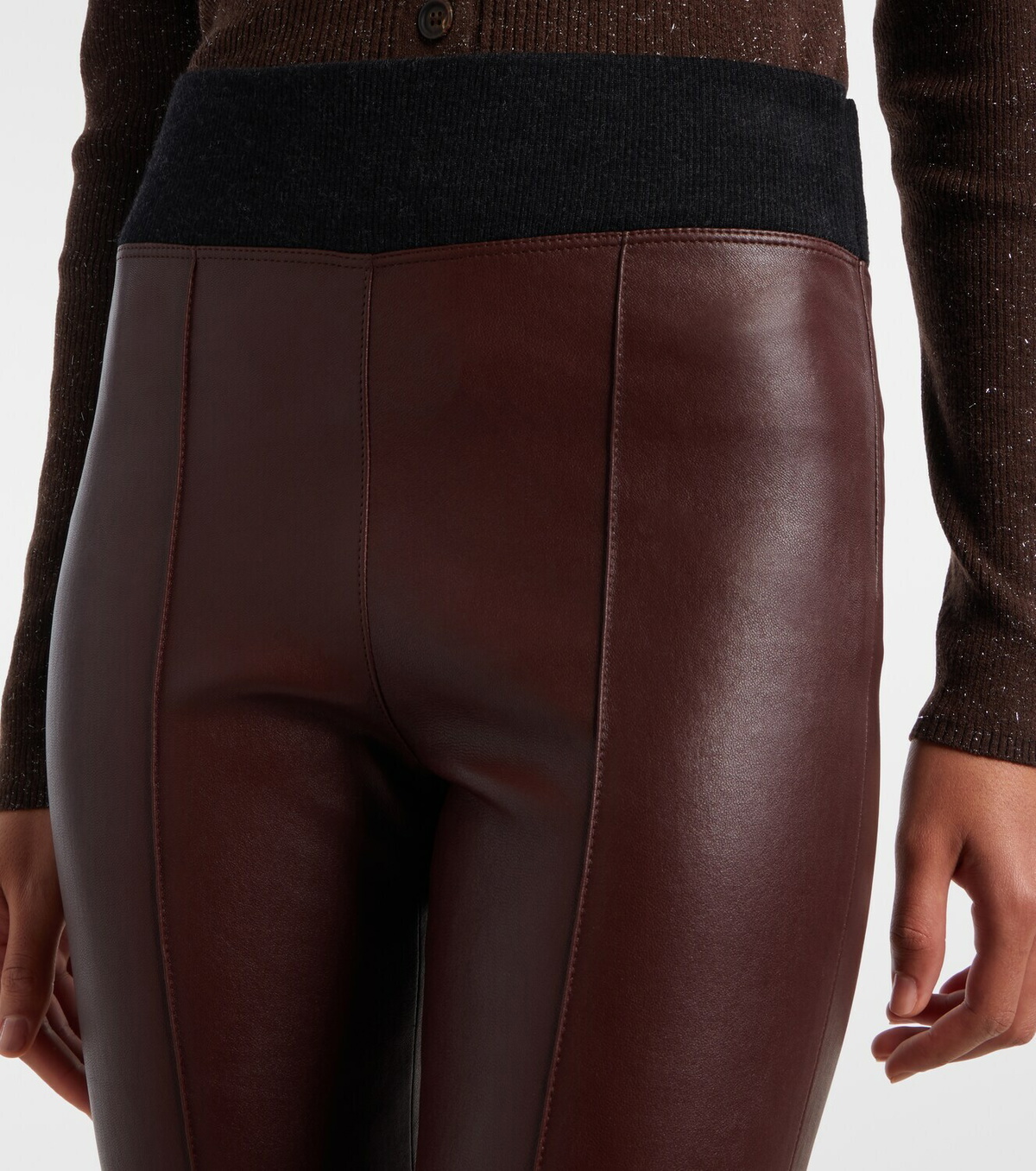 Brunello Cucinelli Wool-trimmed leather slim pants
