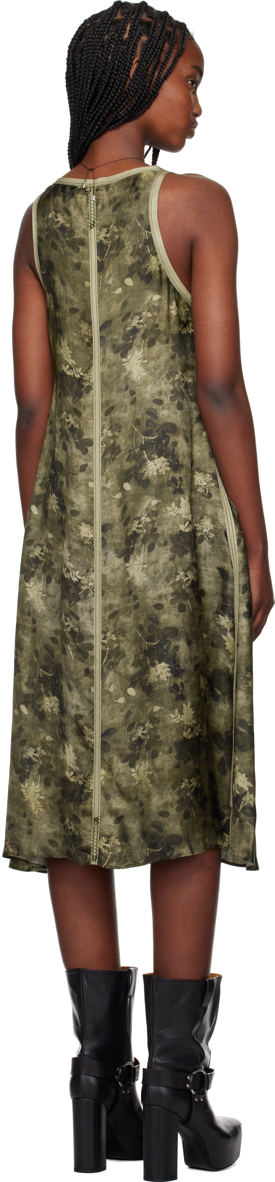 R13 Green Taped Tank Midi Dress.