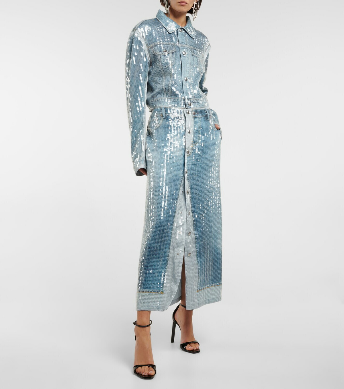 Jean Paul Gaultier - Trompe-l'œil sequined midi skirt Jean Paul