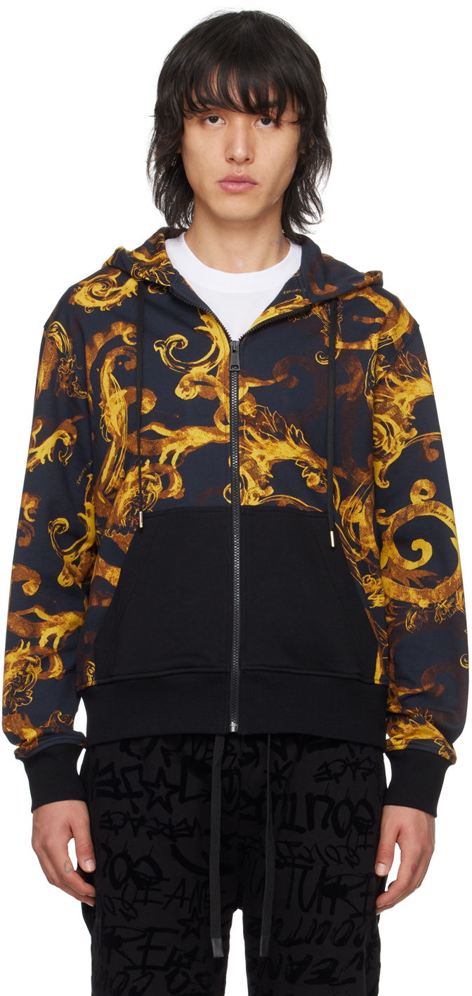 Versace Jeans Couture Black Watercolour Couture Hoodie Versace