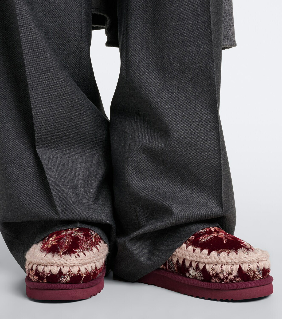 Mou 24 shearling-lined velvet ankle boots
