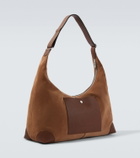 Brunello Cucinelli Leather-trimmed suede shoulder bag