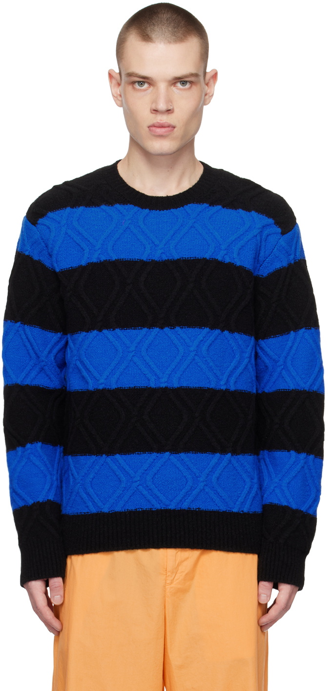 Dries Van Noten Black & Blue Striped Sweater Dries Van Noten