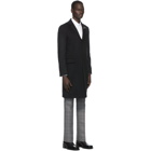 Givenchy Black Wool Lapel Pin Long Coat