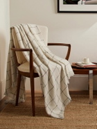 Loro Piana - Leather-Trimmed Fringed Checked Baby Cashmere Blanket