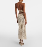 Valentino Floral cotton-blend midi skirt