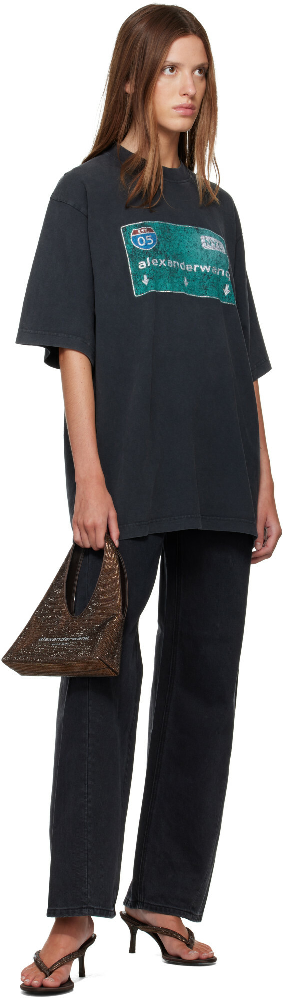 Alexander Wang Brown Pike Crystal Mini Bag