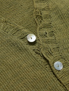 Karu Research - Distressed Cotton-Jacquard Cardigan - Green