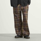 Needles Men's Embroidered Madras Plaid Easy Pants in Brown