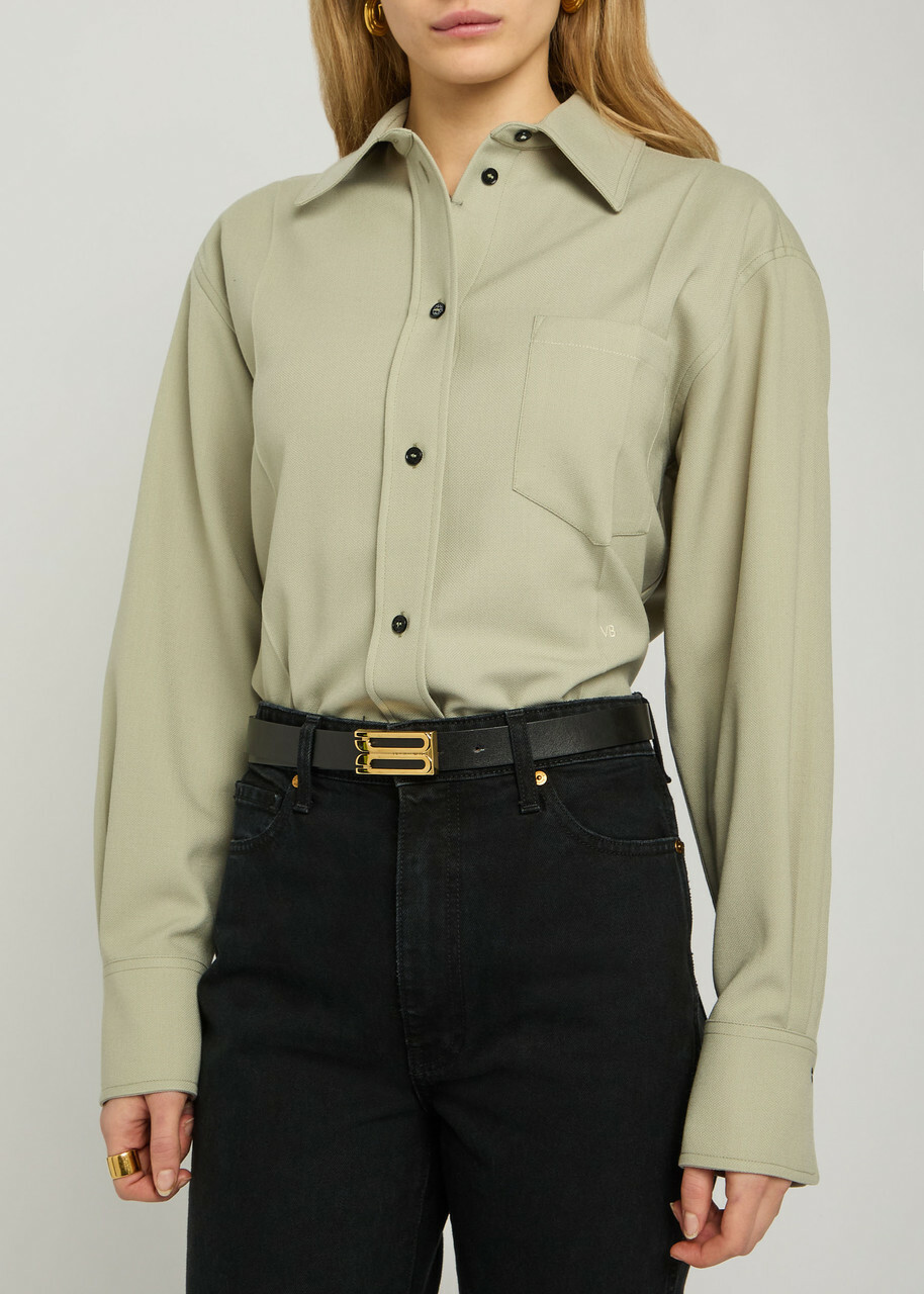 Victoria Beckham Frame Grained Leather Belt Black