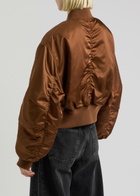 Agolde Jett Padded Satin Bomber Jacket Brown