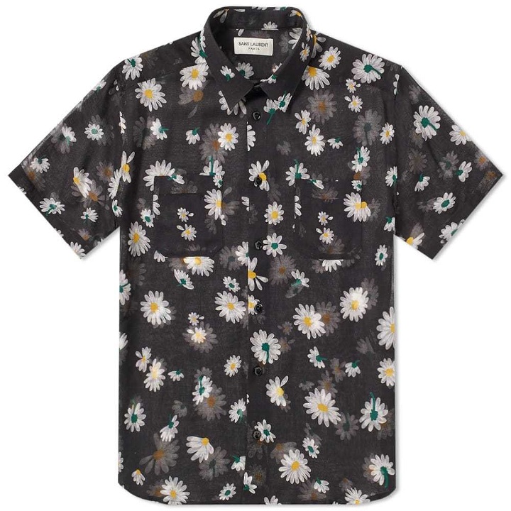 Photo: Saint Laurent Short Sleeve Flower Shirt Black