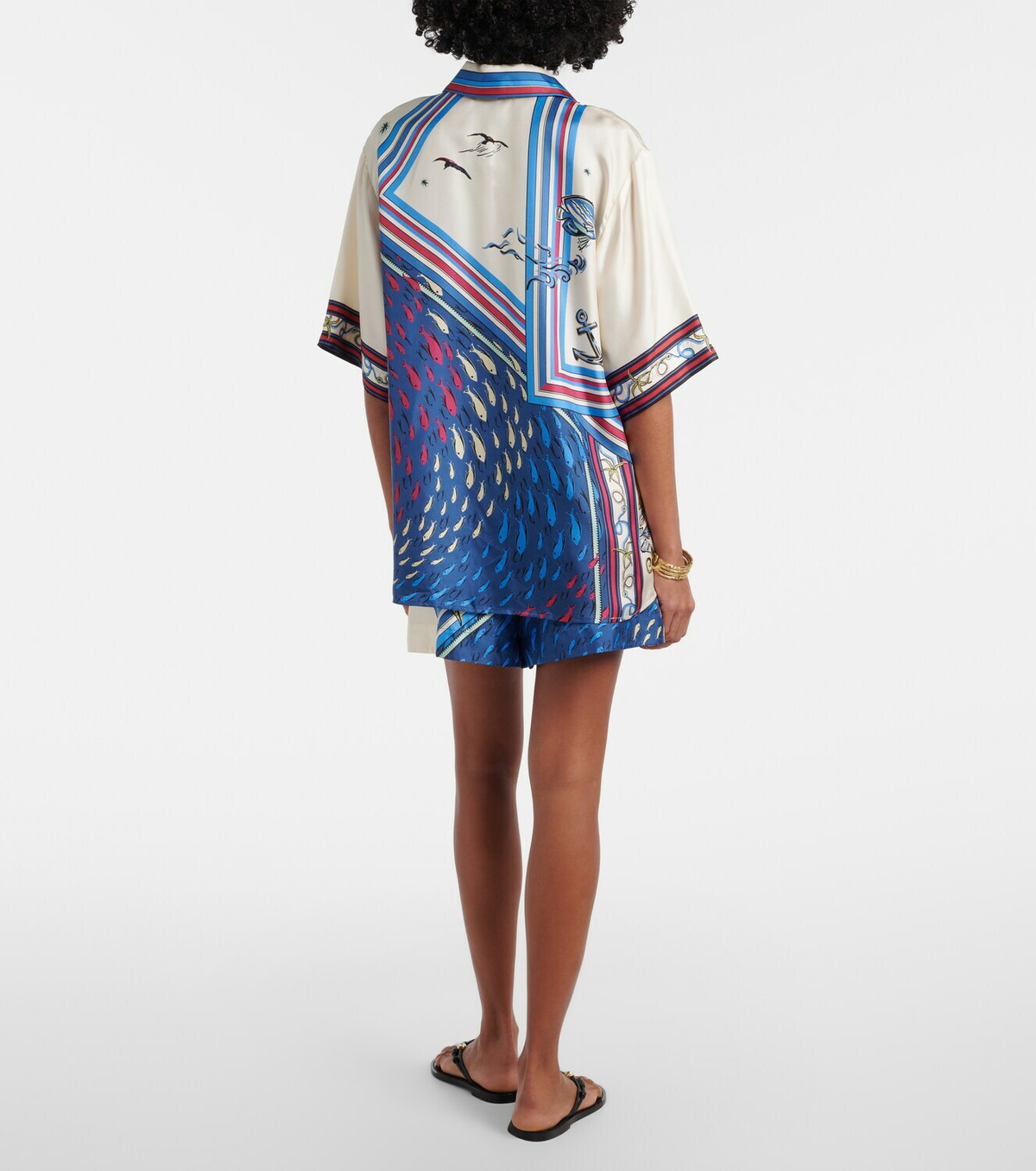 Alémais Apollo printed silk satin shorts