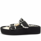 MM6 Maison Margiela Women's Shearling Sandal in Frozen Dew/Black