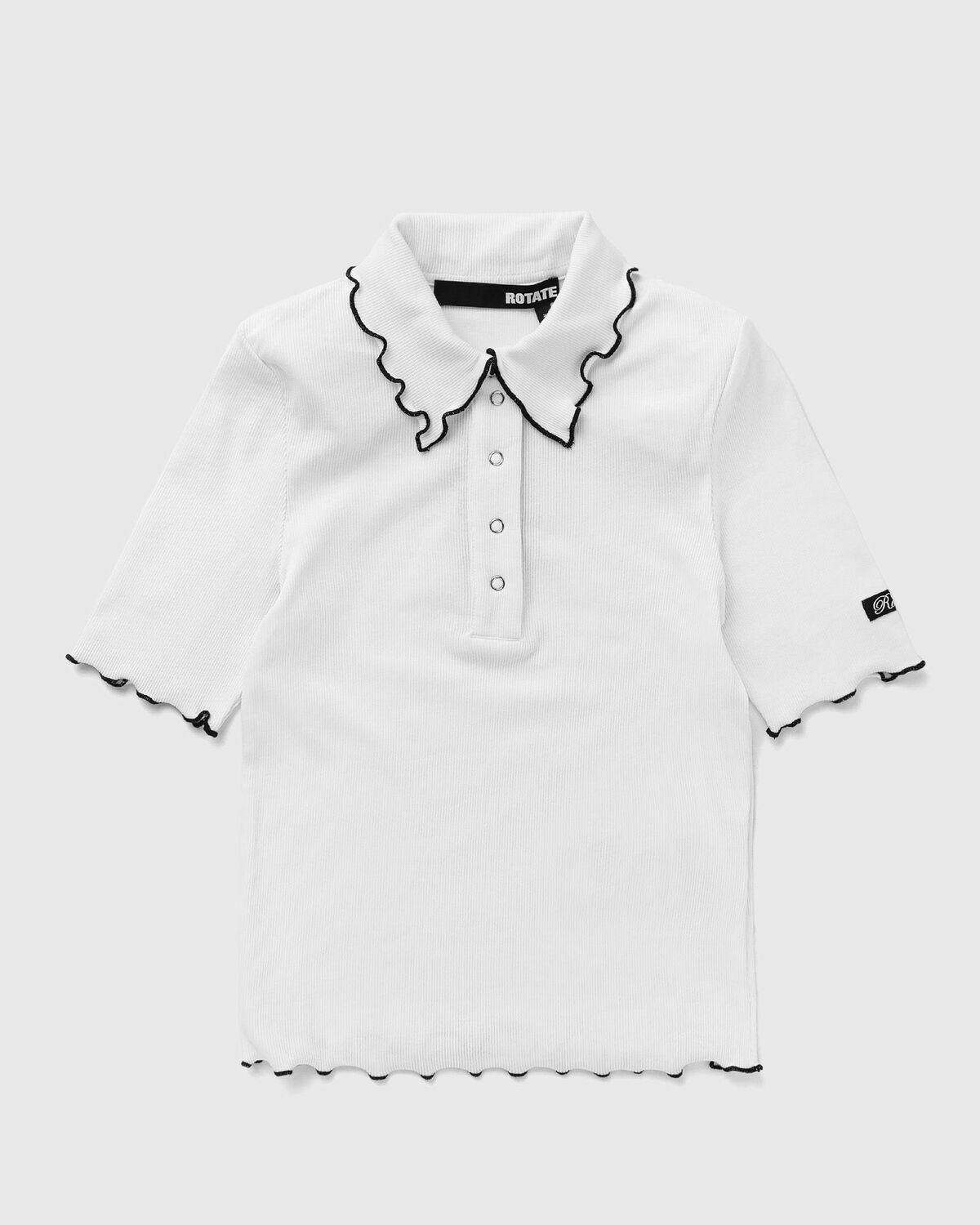 ROTATE Birger Christensen Rib Polo Top White Womens Shortsleefe