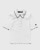 ROTATE Birger Christensen Rib Polo Top White Womens Shortsleefe