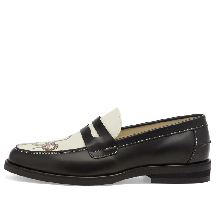 Photo: Duke + Dexter Men's Wilde Scorpion Penny Loafer in Black/White