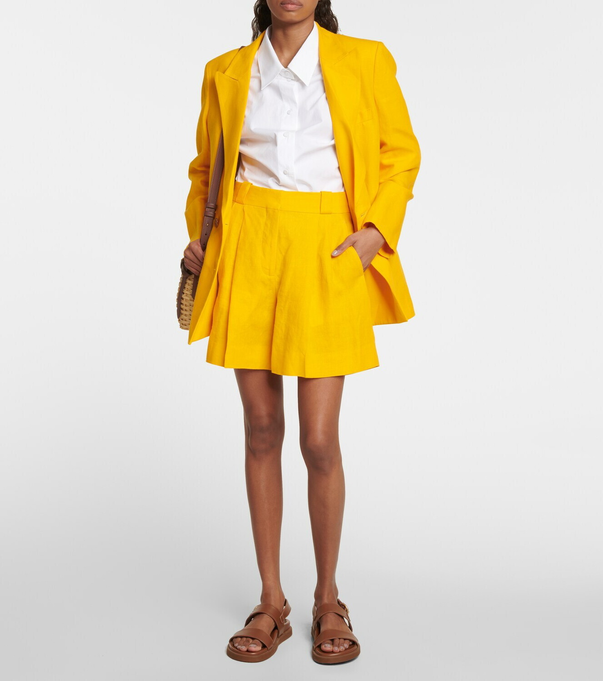 Milano Linen Blazer - Caramel