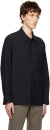 Solid Homme Black Hidden Button Shirt