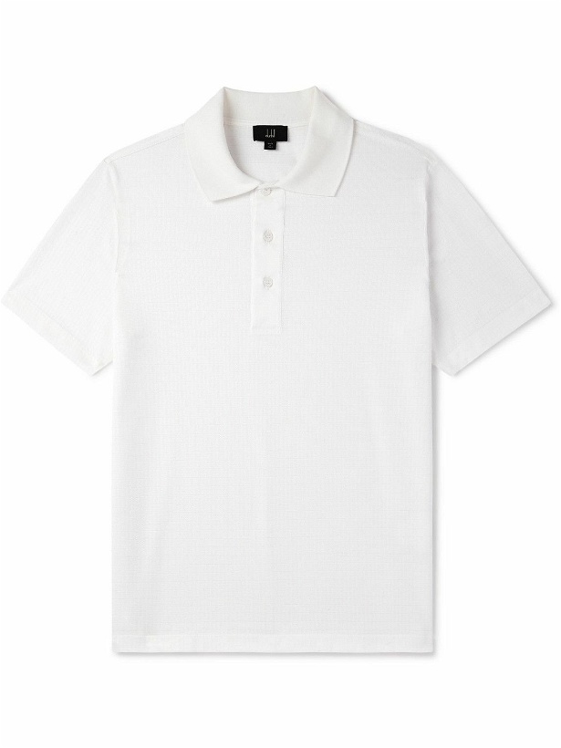 Photo: Dunhill - Rollagas Slim-Fit Textured-Cotton Polo Shirt - White