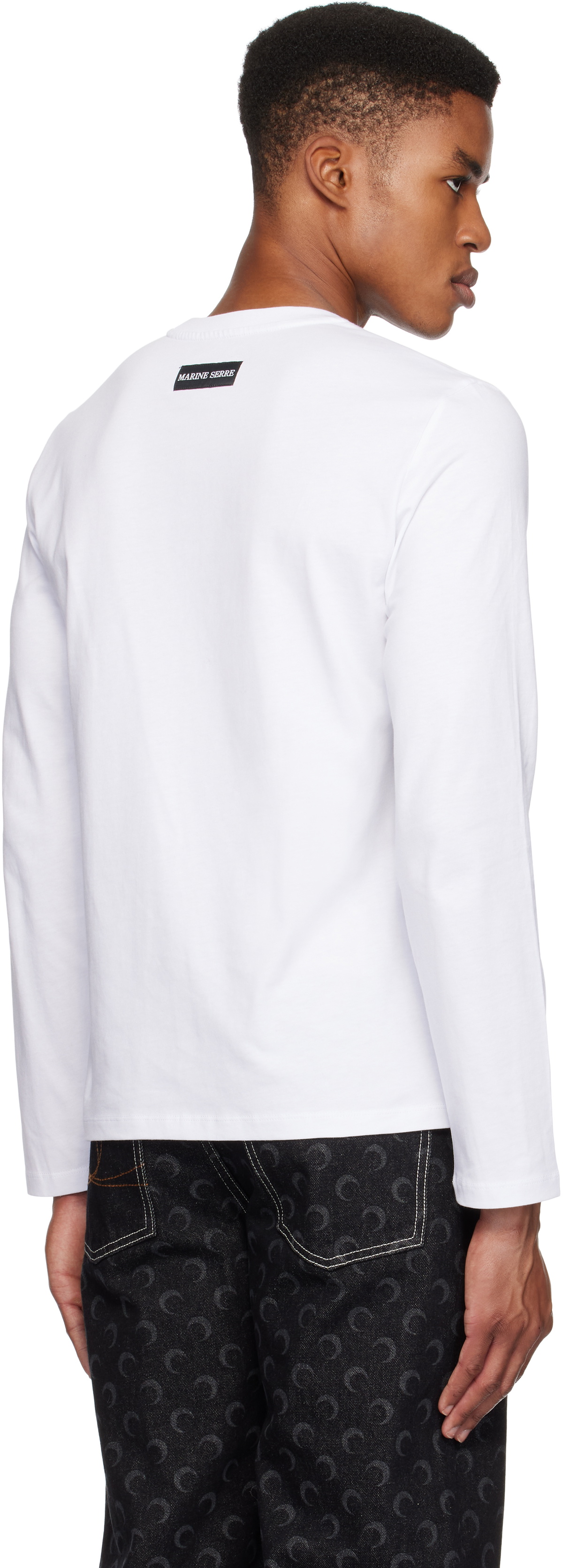 Marine Serre White Plain Long Sleeve T-shirt Marine Serre