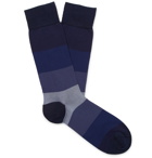 Marcoliani - Striped Textured Pima Cotton-Blend Socks - Blue