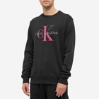 Calvin Klein Men's Monogram Print Crew Sweat in Black/Dark Clove
